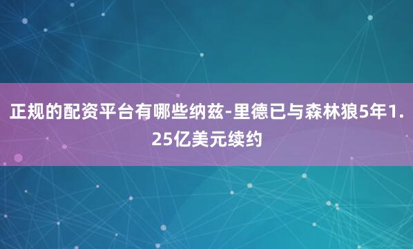 正规的配资平台有哪些纳兹-里德已与森林狼5年1.25亿美元续约